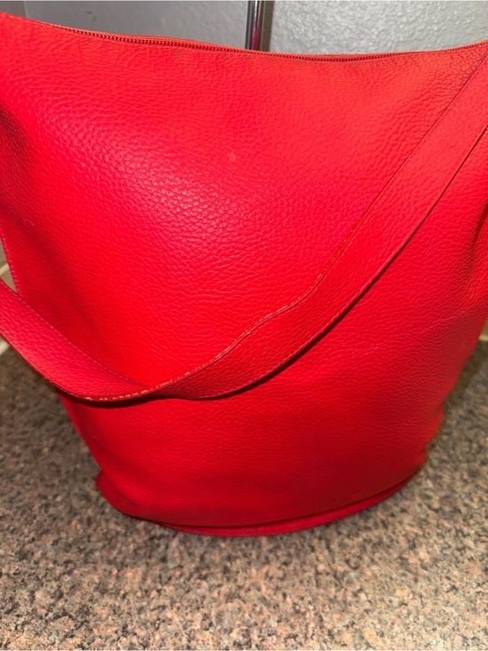 Furla Handbags - Furla Bright Red Pebbled Leather Shoulder Tote XL